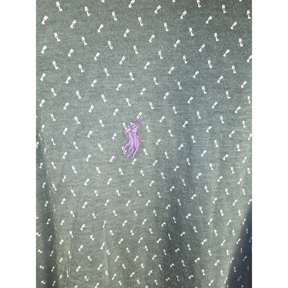 Polo Ralph Lauren Green Navy Blue RL Geometric Polo Shirt Mens Size Large